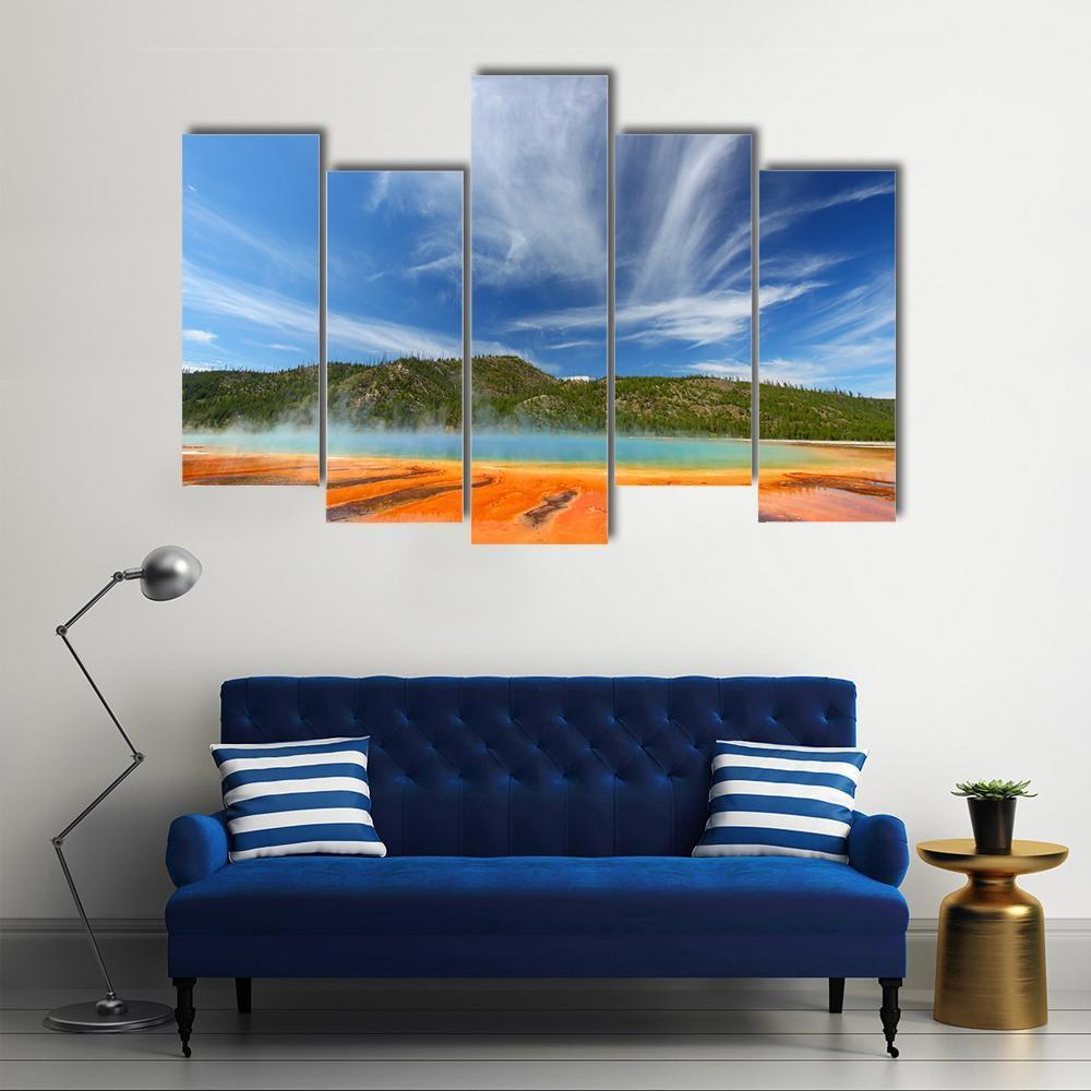 Vivid Colors Of Grand Prismatic Spring Canvas Wall Art-5 Pop-Gallery Wrap-47" x 32"-Tiaracle