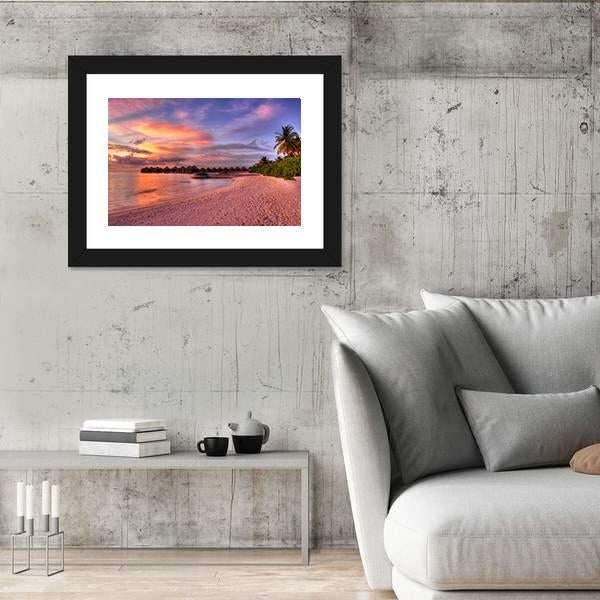 Vivid Sunset Over Beach Canvas Wall Art-3 Horizontal-Gallery Wrap-25" x 16"-Tiaracle
