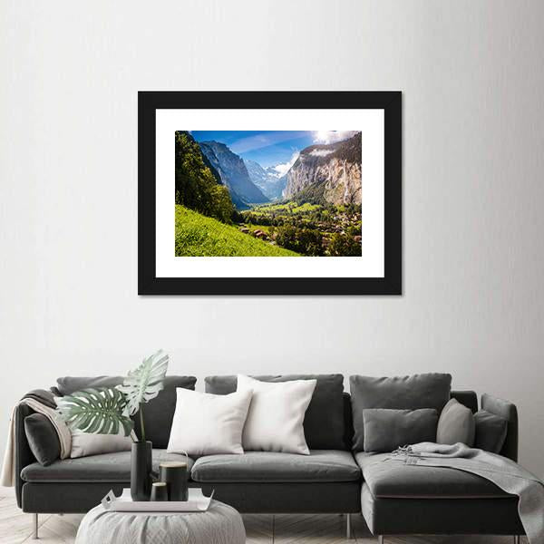 Vivid View Of Alpine Village Canvas Wall Art-3 Horizontal-Gallery Wrap-25" x 16"-Tiaracle