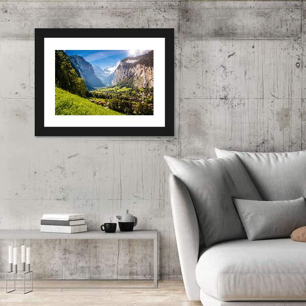 Vivid View Of Alpine Village Canvas Wall Art-3 Horizontal-Gallery Wrap-25" x 16"-Tiaracle