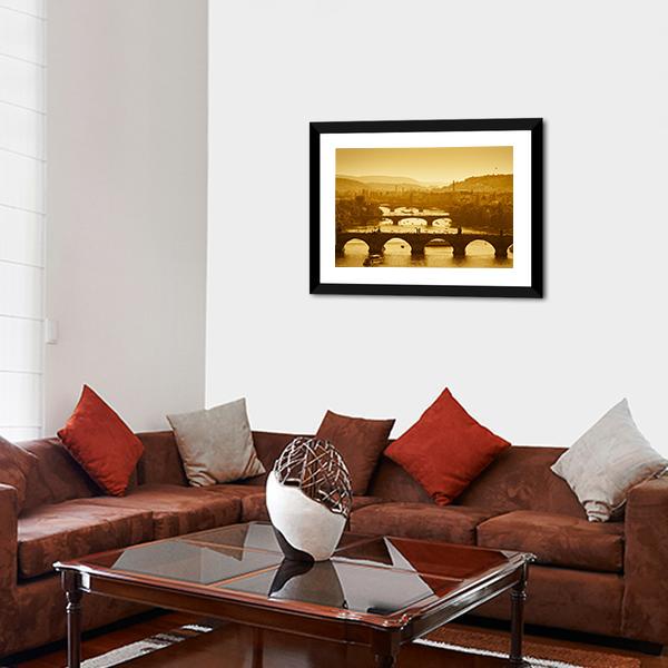Vltava River Prague Canvas Wall Art-3 Horizontal-Gallery Wrap-25" x 16"-Tiaracle