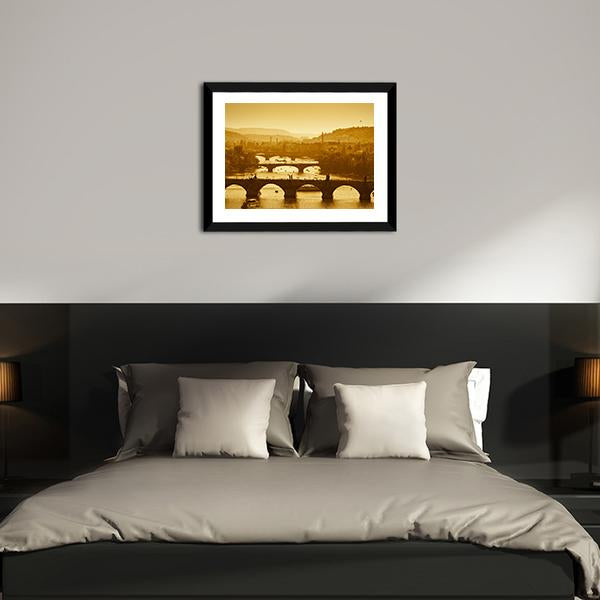 Vltava River Prague Canvas Wall Art-5 Horizontal-Gallery Wrap-22" x 12"-Tiaracle