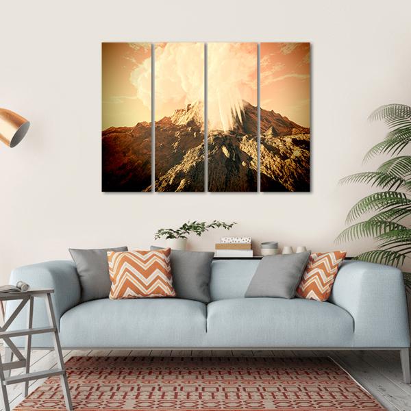Volcanic Eruption Canvas Wall Art-4 Horizontal-Gallery Wrap-34" x 24"-Tiaracle