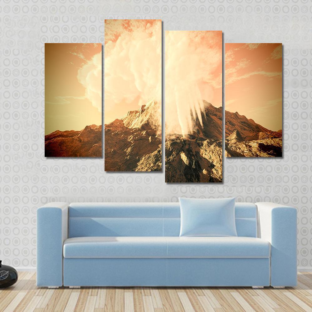 Volcanic Eruption Canvas Wall Art-4 Pop-Gallery Wrap-50" x 32"-Tiaracle