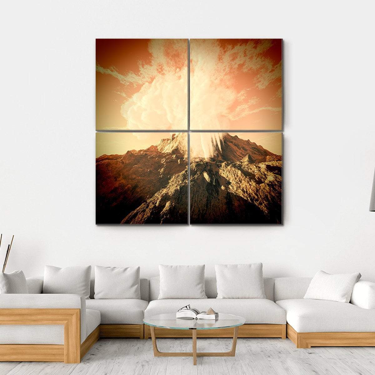 Volcanic Eruption Canvas Wall Art-4 Square-Gallery Wrap-17" x 17"-Tiaracle