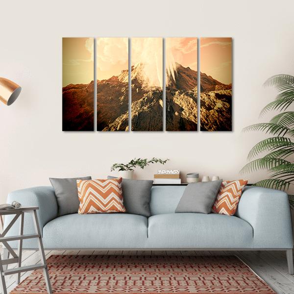 Volcanic Eruption Canvas Wall Art-5 Horizontal-Gallery Wrap-22" x 12"-Tiaracle