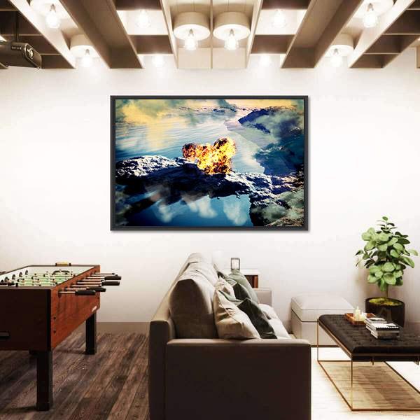 Volcanic Eruption On Island Canvas Wall Art-5 Horizontal-Gallery Wrap-22" x 12"-Tiaracle