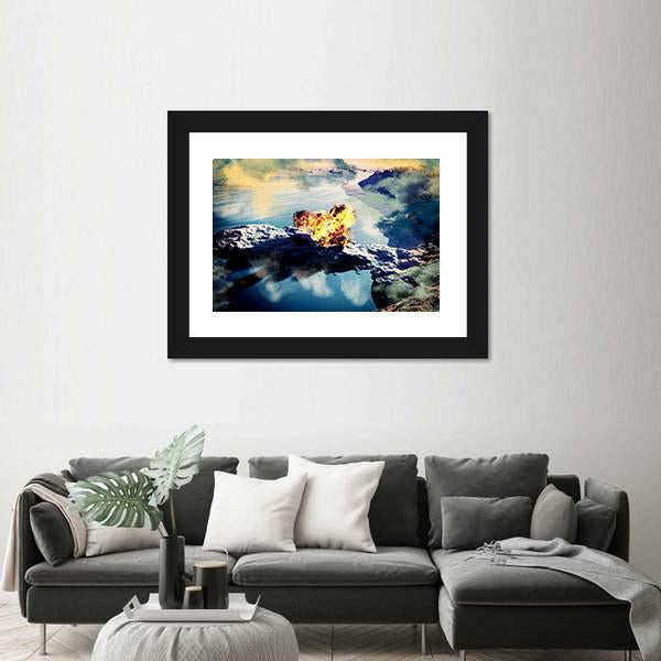 Volcanic Eruption On Island Canvas Wall Art-5 Horizontal-Gallery Wrap-22" x 12"-Tiaracle