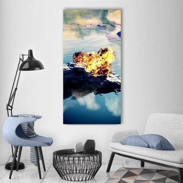 Volcanic Eruption On Island Vertical Canvas Wall Art-3 Vertical-Gallery Wrap-12" x 25"-Tiaracle