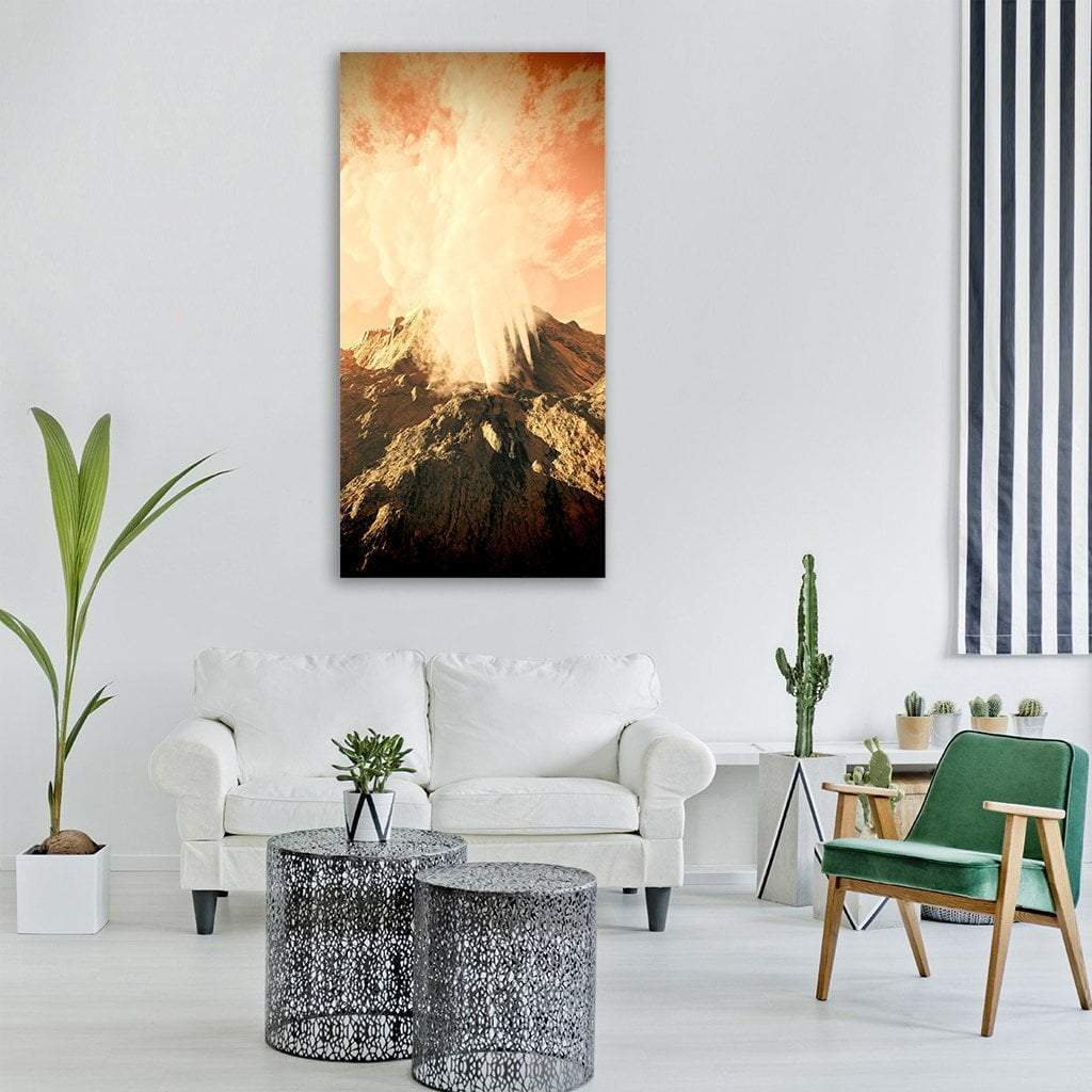 Volcanic Eruption Vertical Canvas Wall Art-1 Vertical-Gallery Wrap-12" x 24"-Tiaracle