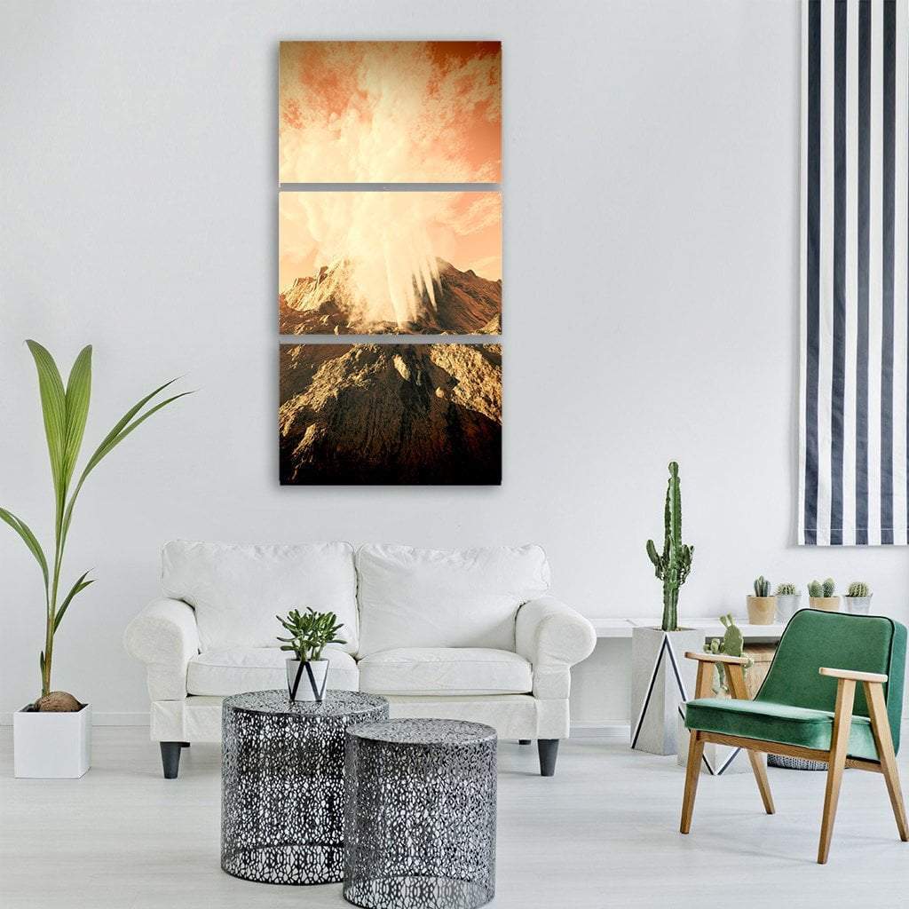 Volcanic Eruption Vertical Canvas Wall Art-3 Vertical-Gallery Wrap-12" x 25"-Tiaracle