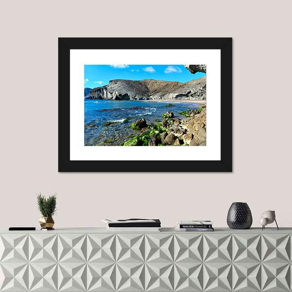 Volcanic Rock Formations In Spain Canvas Wall Art-1 Piece-Framed Print-20" x 16"-Tiaracle