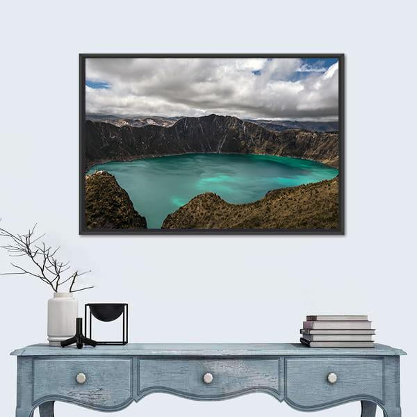 Volcano In Quilotoa Canvas Wall Art-1 Piece-Floating Frame-24" x 16"-Tiaracle
