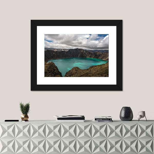 Volcano In Quilotoa Canvas Wall Art-1 Piece-Framed Print-20" x 16"-Tiaracle