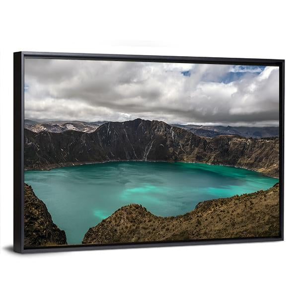 Volcano In Quilotoa Canvas Wall Art-3 Horizontal-Gallery Wrap-25" x 16"-Tiaracle