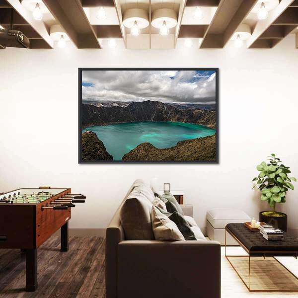 Volcano In Quilotoa Canvas Wall Art-3 Horizontal-Gallery Wrap-25" x 16"-Tiaracle