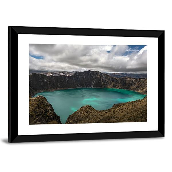 Volcano In Quilotoa Canvas Wall Art-3 Horizontal-Gallery Wrap-25" x 16"-Tiaracle