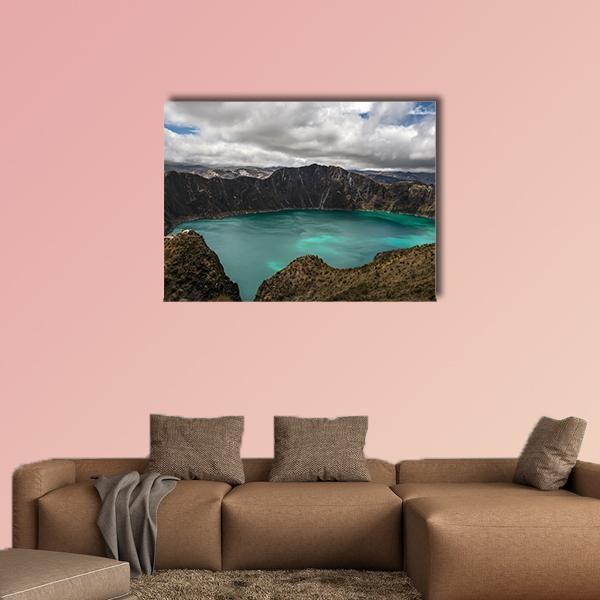 Volcano In Quilotoa Canvas Wall Art-1 Piece-Gallery Wrap-48" x 32"-Tiaracle
