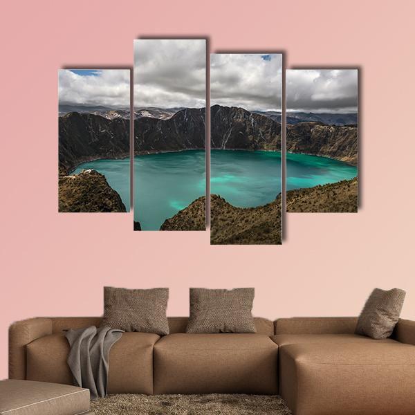 Volcano In Quilotoa Canvas Wall Art-4 Pop-Gallery Wrap-50" x 32"-Tiaracle
