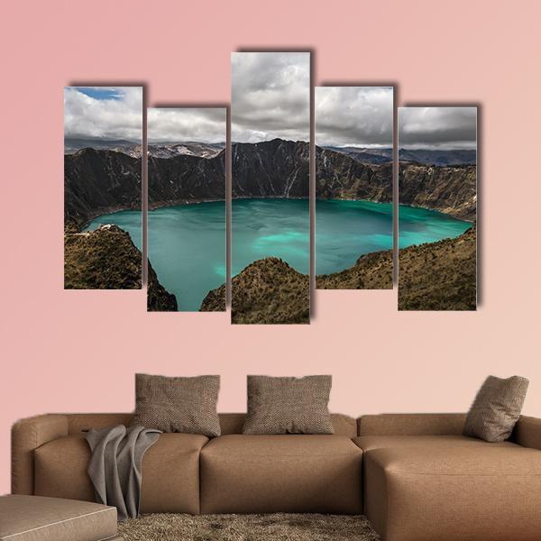 Volcano In Quilotoa Canvas Wall Art-1 Piece-Gallery Wrap-48" x 32"-Tiaracle