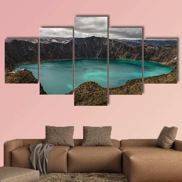 Volcano In Quilotoa Canvas Wall Art-5 Star-Gallery Wrap-62" x 32"-Tiaracle