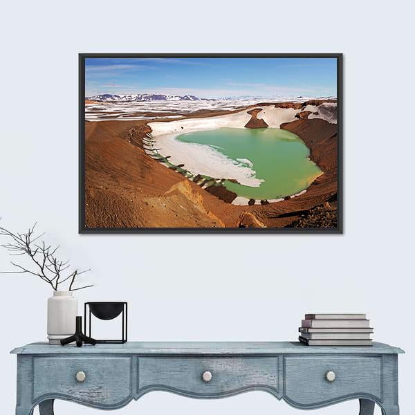 Volcano Krafla In Iceland Canvas Wall Art-1 Piece-Floating Frame-24" x 16"-Tiaracle