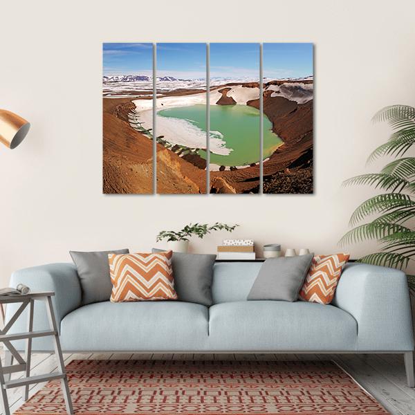 Volcano Krafla In Iceland Canvas Wall Art-4 Horizontal-Gallery Wrap-34" x 24"-Tiaracle