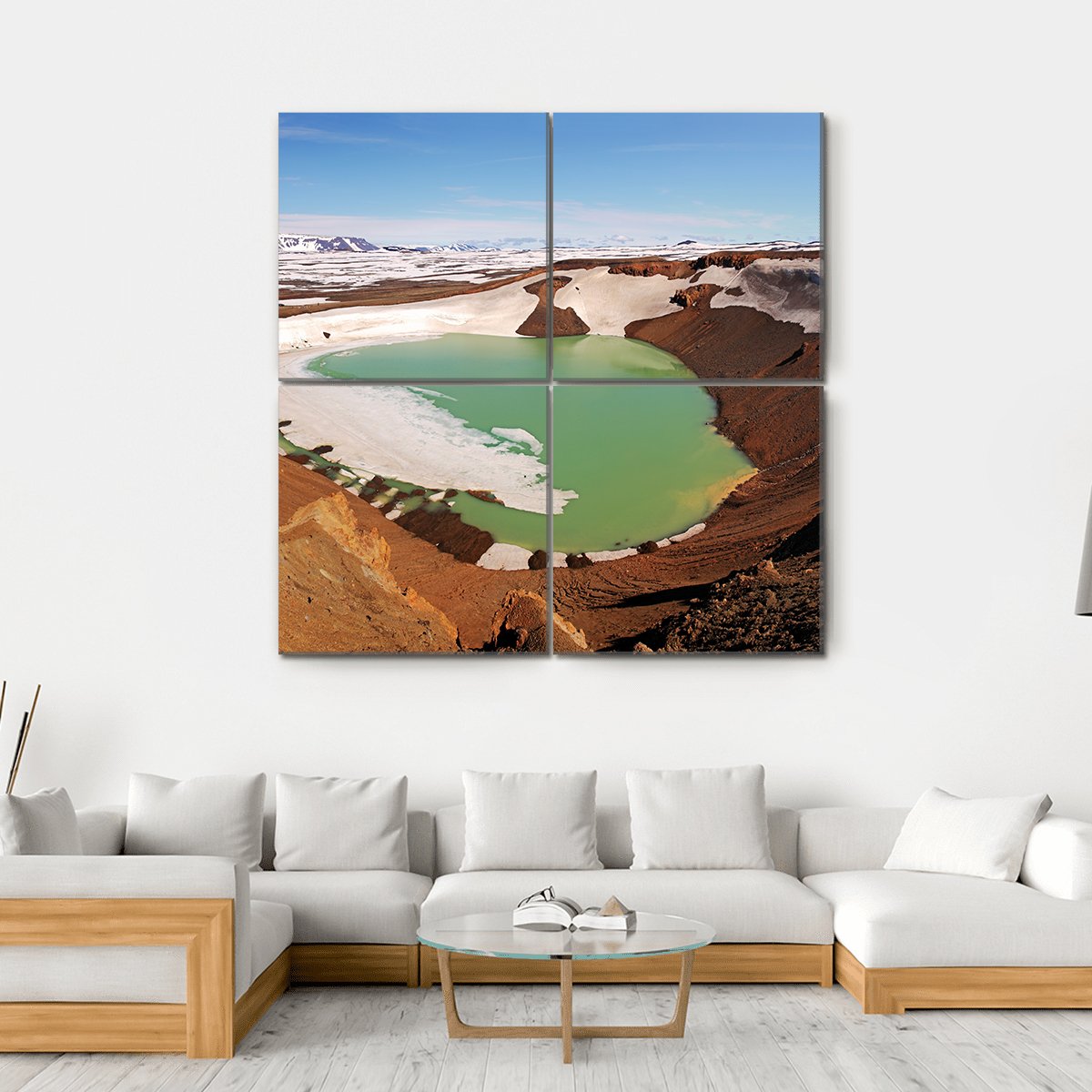 Volcano Krafla In Iceland Canvas Wall Art-4 Square-Gallery Wrap-17" x 17"-Tiaracle