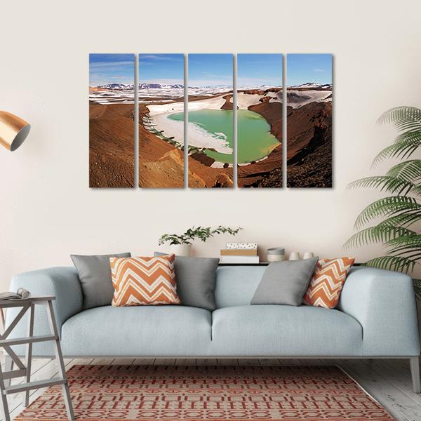 Volcano Krafla In Iceland Canvas Wall Art-5 Horizontal-Gallery Wrap-22" x 12"-Tiaracle