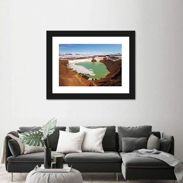 Volcano Krafla In Iceland Canvas Wall Art-3 Horizontal-Gallery Wrap-25" x 16"-Tiaracle