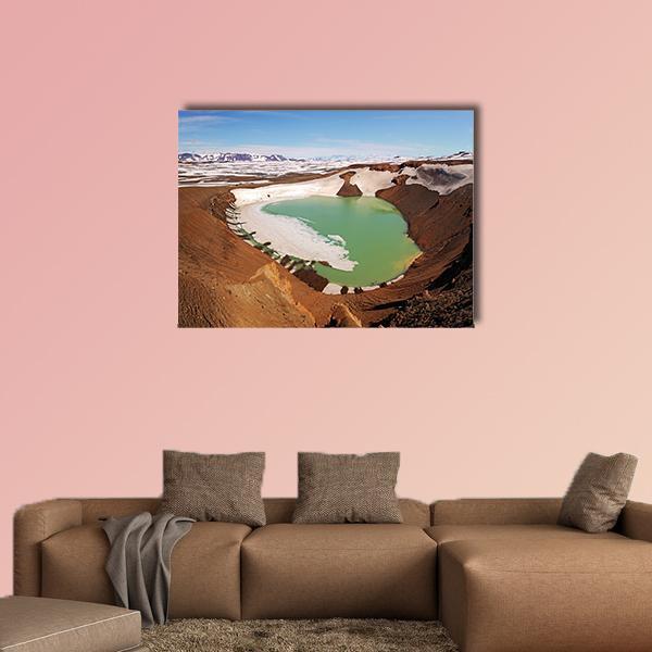 Volcano Krafla In Iceland Canvas Wall Art-1 Piece-Gallery Wrap-48" x 32"-Tiaracle