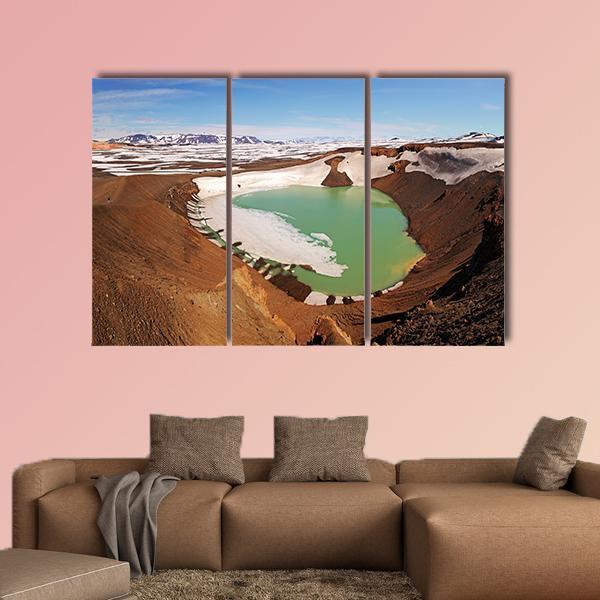 Volcano Krafla In Iceland Canvas Wall Art-3 Horizontal-Gallery Wrap-37" x 24"-Tiaracle
