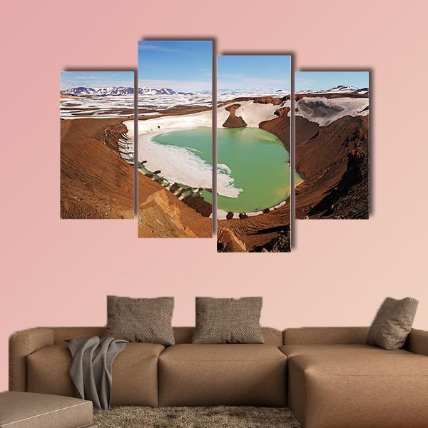 Volcano Krafla In Iceland Canvas Wall Art-4 Pop-Gallery Wrap-50" x 32"-Tiaracle