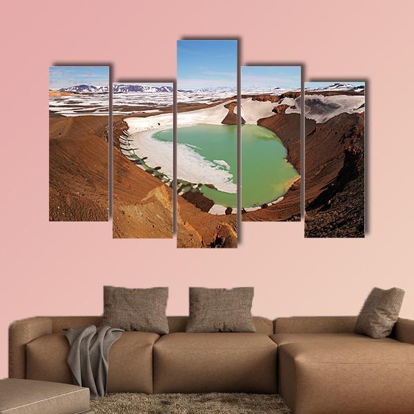 Volcano Krafla In Iceland Canvas Wall Art-5 Pop-Gallery Wrap-47" x 32"-Tiaracle
