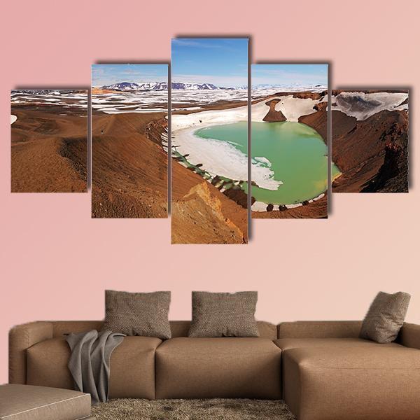 Volcano Krafla In Iceland Canvas Wall Art-5 Star-Gallery Wrap-62" x 32"-Tiaracle