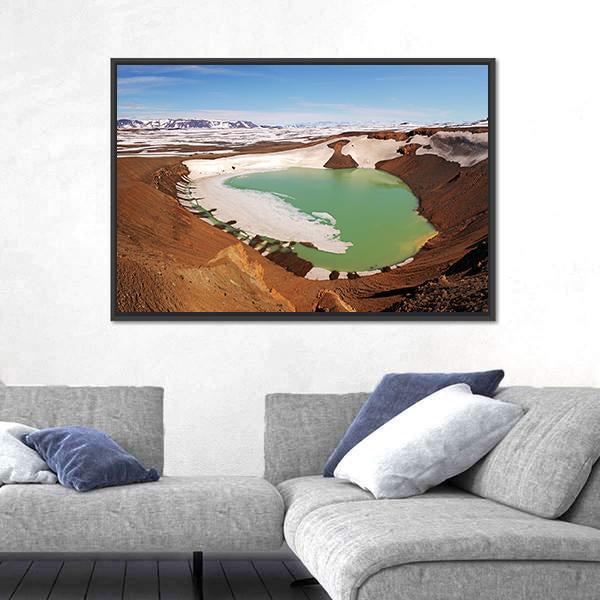Volcano Krafla In Iceland Panoramic Canvas Wall Art-1 Piece-36" x 12"-Tiaracle
