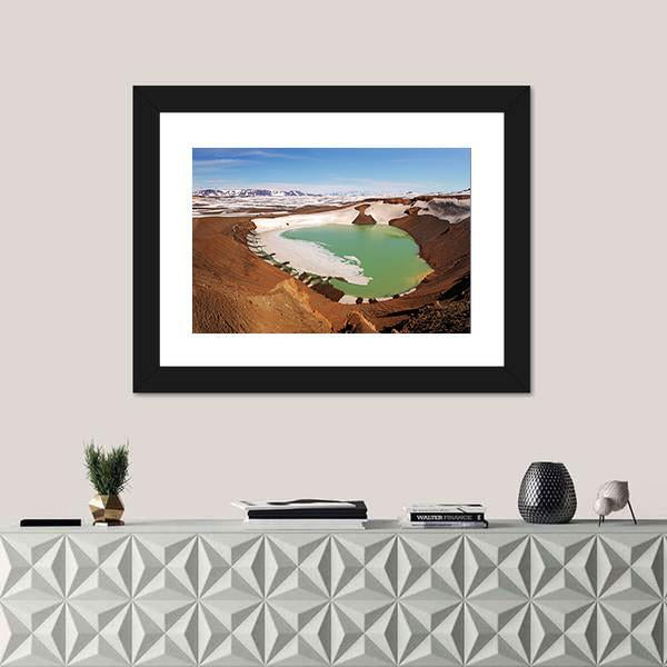 Volcano Krafla In Iceland Panoramic Canvas Wall Art-1 Piece-36" x 12"-Tiaracle