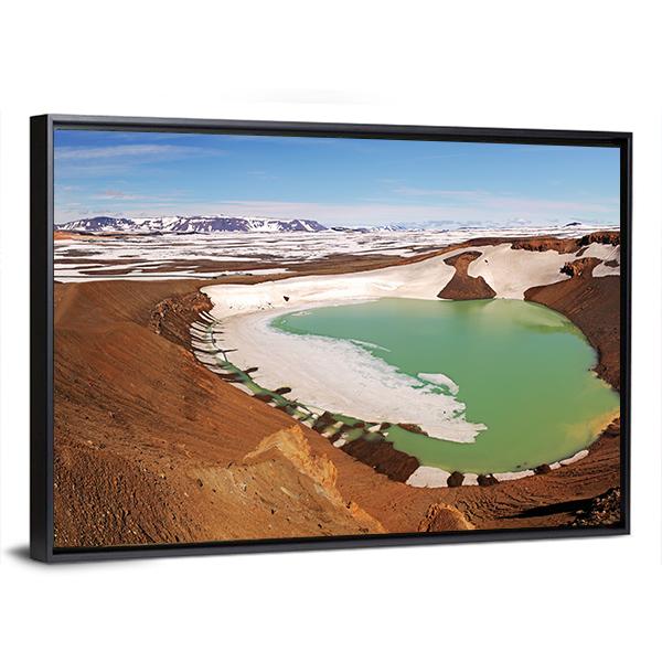 Volcano Krafla In Iceland Panoramic Canvas Wall Art-1 Piece-36" x 12"-Tiaracle