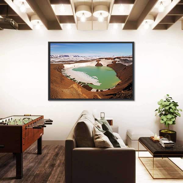 Volcano Krafla In Iceland Panoramic Canvas Wall Art-1 Piece-36" x 12"-Tiaracle