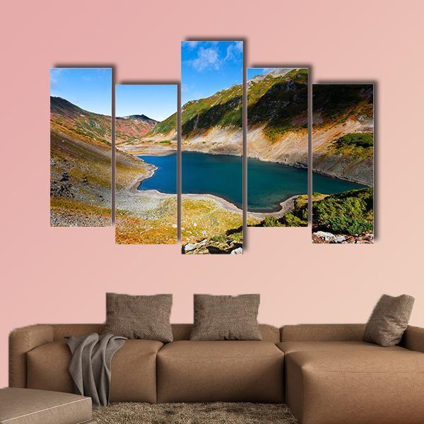 Volcano Landscape With Lake On Kamchatka Russia Canvas Wall Art-5 Pop-Gallery Wrap-47&quot; x 32&quot;-Tiaracle