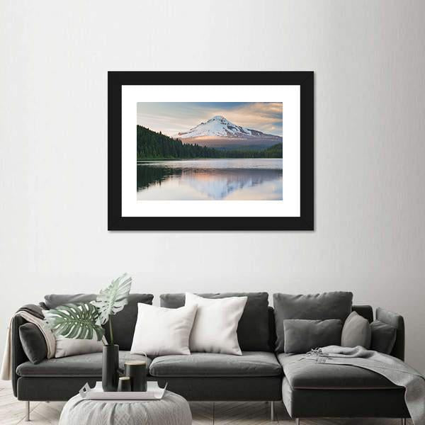 Volcano Mountain Mt Hood Canvas Wall Art-1 Piece-Framed Print-20&quot; x 16&quot;-Tiaracle