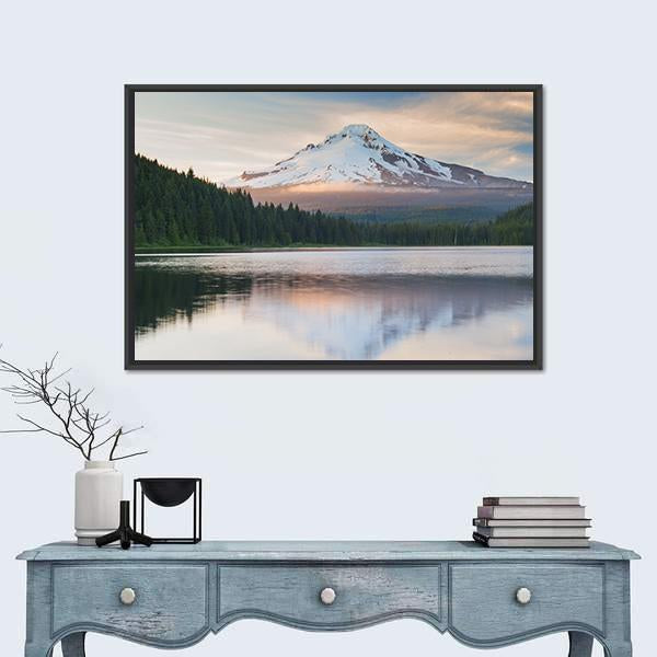 Volcano Mountain Mt Hood Canvas Wall Art-5 Horizontal-Gallery Wrap-22" x 12"-Tiaracle