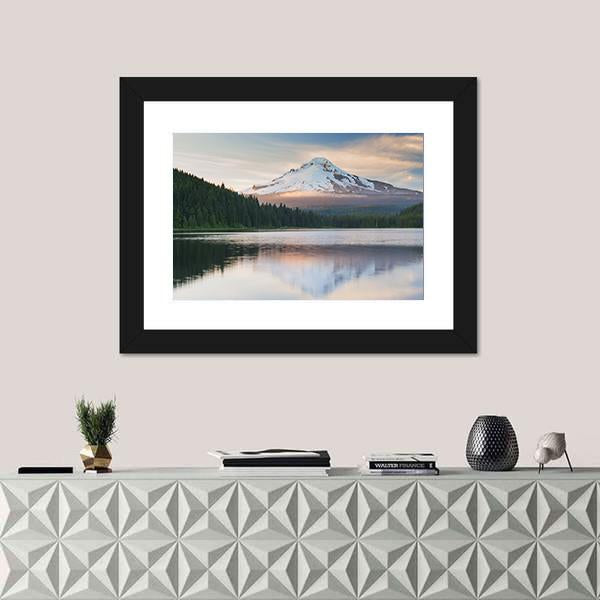 Volcano Mountain Mt Hood Canvas Wall Art-5 Horizontal-Gallery Wrap-22" x 12"-Tiaracle