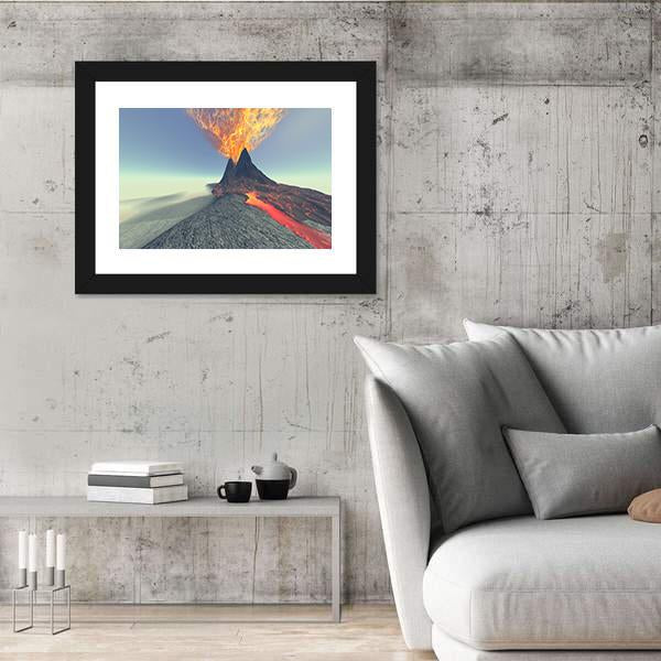 Volcano With Fire Smoke And Lava Canvas Wall Art-5 Horizontal-Gallery Wrap-22" x 12"-Tiaracle