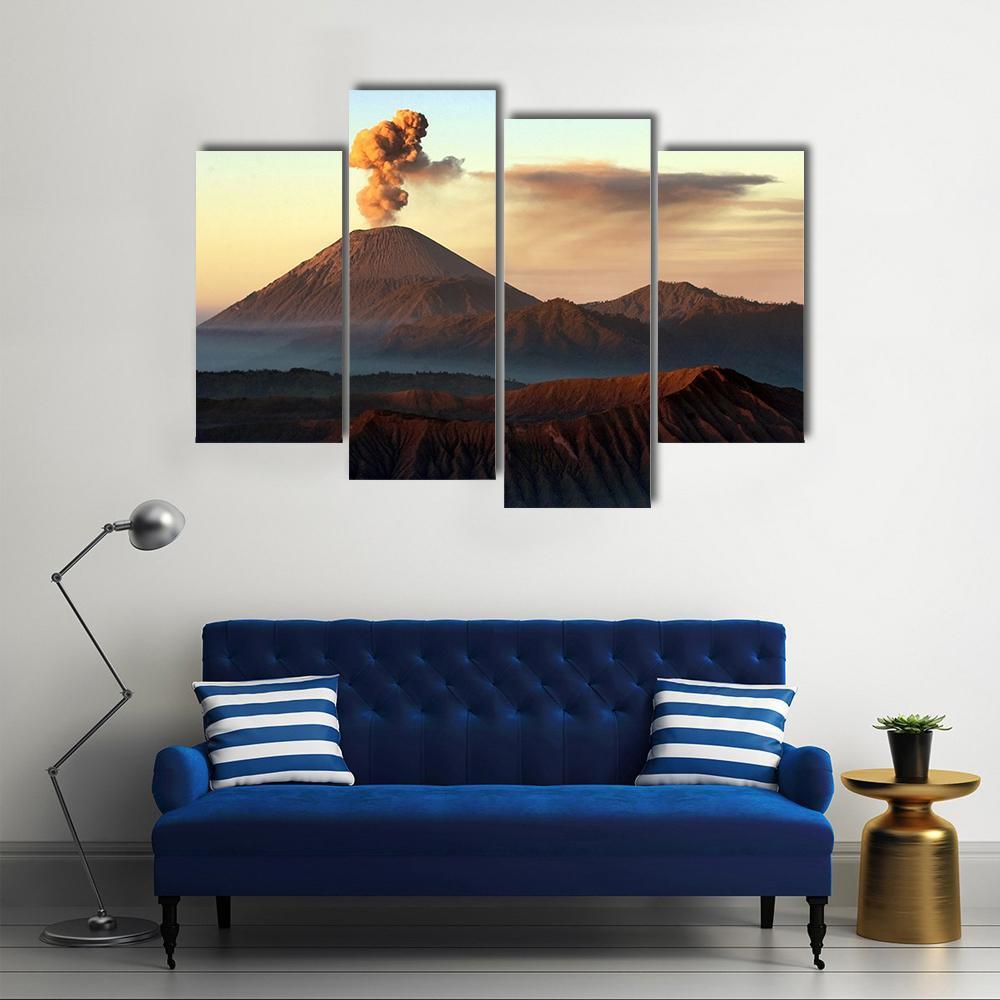 Semeru Volcano Indonesia Canvas Wall Art-4 Pop-Gallery Wrap-50" x 32"-Tiaracle