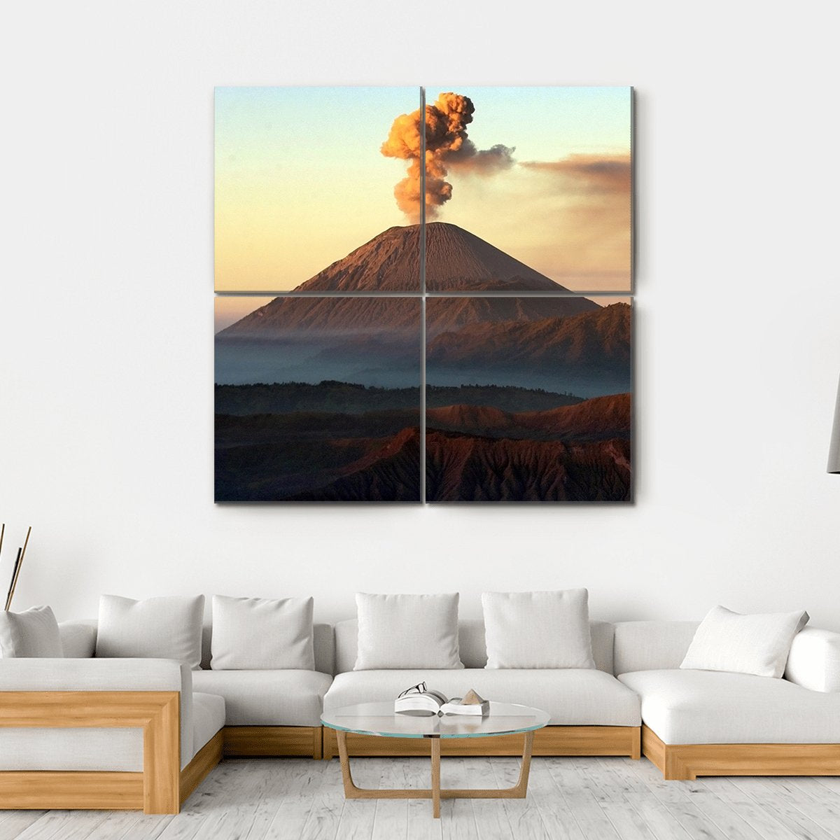 Semeru Volcano Indonesia Canvas Wall Art-4 Square-Gallery Wrap-17" x 17"-Tiaracle