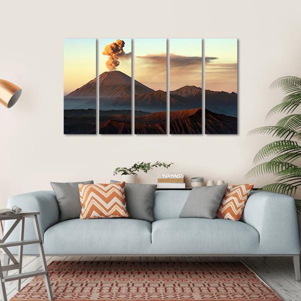 Semeru Volcano Indonesia Canvas Wall Art-5 Horizontal-Gallery Wrap-22" x 12"-Tiaracle