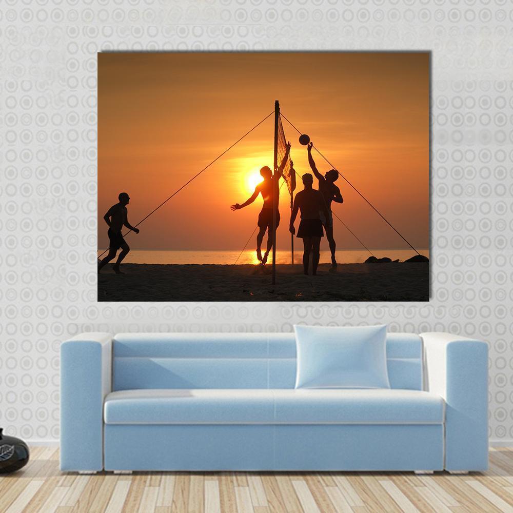 Volley Ball Played On The Beach And Playground Sand Canvas Wall Art-5 Star-Gallery Wrap-62" x 32"-Tiaracle