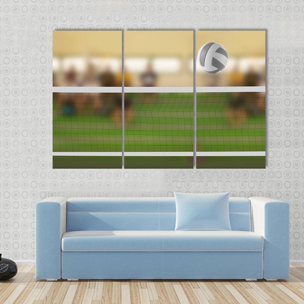 Volleyball Court With Volleyball Ball Canvas Wall Art-3 Horizontal-Gallery Wrap-37" x 24"-Tiaracle