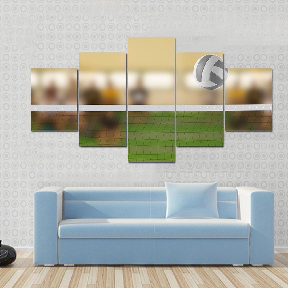 Volleyball Court With Volleyball Ball Canvas Wall Art-3 Horizontal-Gallery Wrap-37" x 24"-Tiaracle